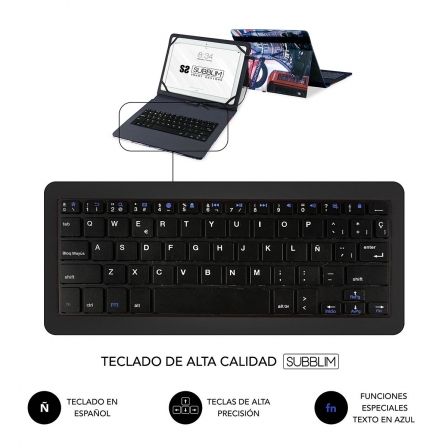 Funda con Teclado Subblim Keytab Pro USB England para Tablets de 10.1'-11' Funda con Teclado Subblim Keytab Pro USB England para Tablets de 10.1'-11'