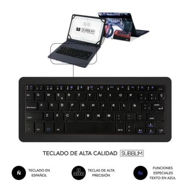 Funda con Teclado Subblim Keytab Pro USB England para Tablets de 10.1'-11' Funda con Teclado Subblim Keytab Pro USB England para Tablets de 10.1'-11'