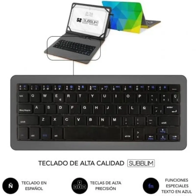 Funda con Teclado Subblim Keytab USB 11' Triángulos USB para Tablets de 11' Funda con Teclado Subblim Keytab USB 11' Triángulos USB para Tablets de 11'