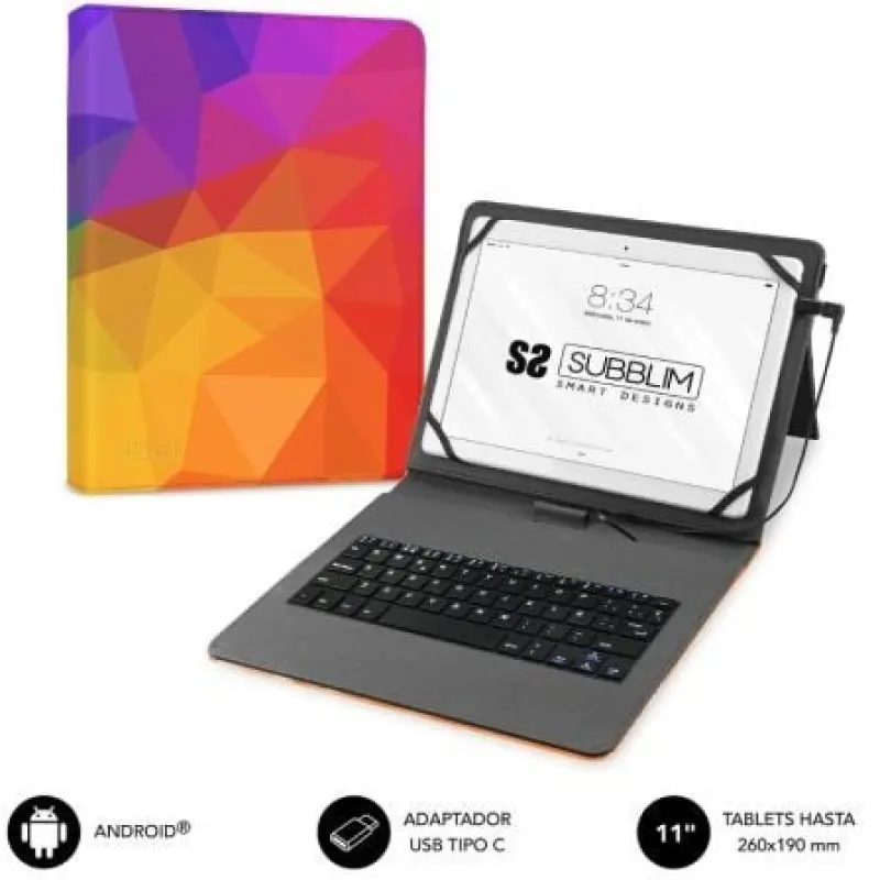 Funda con Teclado Subblim Keytab USB 11' Triángulos USB para Tablets de 11' Funda con Teclado Subblim Keytab USB 11' Triángulos USB para Tablets de 11'