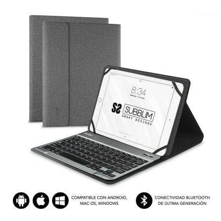 Funda con Teclado Subblim Keytab Pro Bluetooth para Tablets de 10.1'-10.8'/ Gris Funda con Teclado Subblim Keytab Pro Bluetooth para Tablets de 10.1'-10.8'/ Gris