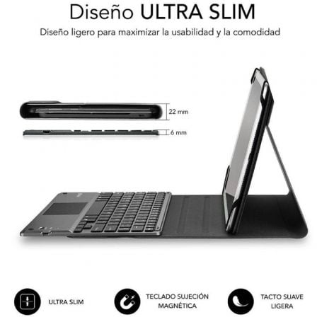 Funda con Teclado Subblim Keytab Pro Bluetooth Touchpad para Tablets de 10.1'-10.8'/ Negra Funda con Teclado Subblim Keytab Pro Bluetooth Touchpad para Tablets de 10.1'-10.8'/ Negra
