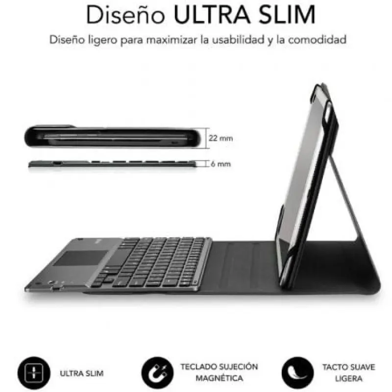 Funda con Teclado Subblim Keytab Pro Bluetooth Touchpad para Tablets de 10.1'-10.8'/ Negra Funda con Teclado Subblim Keytab Pro Bluetooth Touchpad para Tablets de 10.1'-10.8'/ Negra