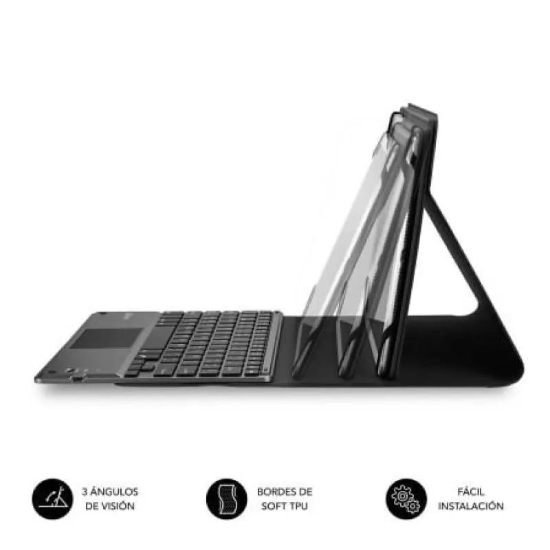 Funda con Teclado Subblim Keytab Pro Bluetooth Touchpad para Tablets de 10.1'-10.8'/ Negra Funda con Teclado Subblim Keytab Pro Bluetooth Touchpad para Tablets de 10.1'-10.8'/ Negra