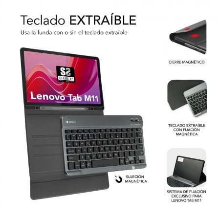 Funda con Teclado Subblim Keytab Pro Bluetooth para Lenovo Tab M11 de 11'/ Negra Funda con Teclado Subblim Keytab Pro Bluetooth para Lenovo Tab M11 de 11'/ Negra