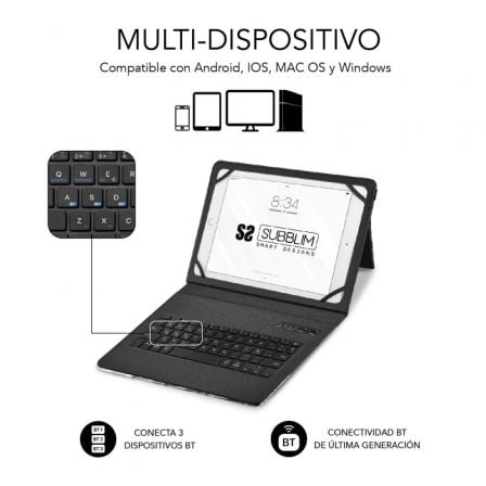 Funda con Teclado Subblim Keytab Pro Bluetooth para Tablets de 9'-11'/ Marmol Blanco Funda con Teclado Subblim Keytab Pro Bluetooth para Tablets de 9'-11'/ Marmol Blanco