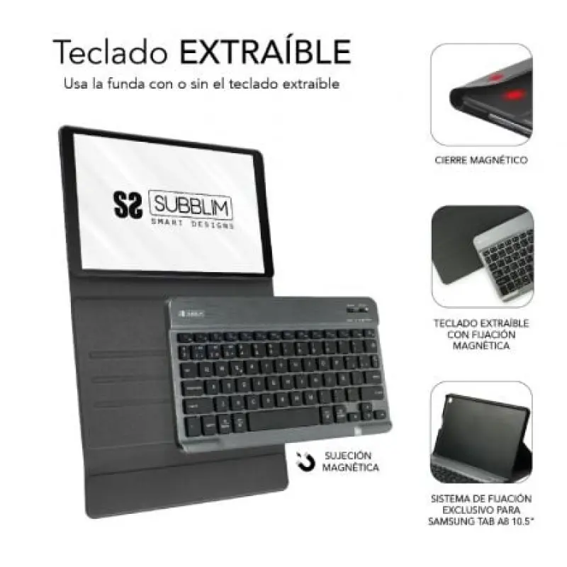 Funda con Teclado Subblim KeyTab Pro BT para Tablets Samsung Galaxy A8 X200/205/ Negra Funda con Teclado Subblim KeyTab Pro BT para Tablets Samsung Galaxy A8 X200/205/ Negra