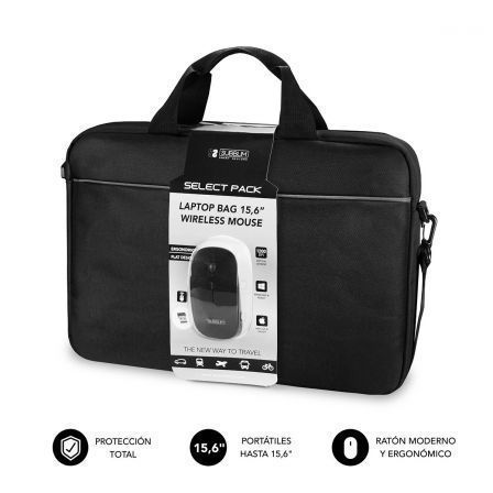 Maletín + Ratón Inalámbrico Subblim Select Pack para Portátiles hasta 15.6'/ Cinta para Trolley/ Negro Maletín + Ratón Inalámbrico Subblim Select Pack para Portátiles hasta 15.6'/ Cinta para Trolley/ Negro