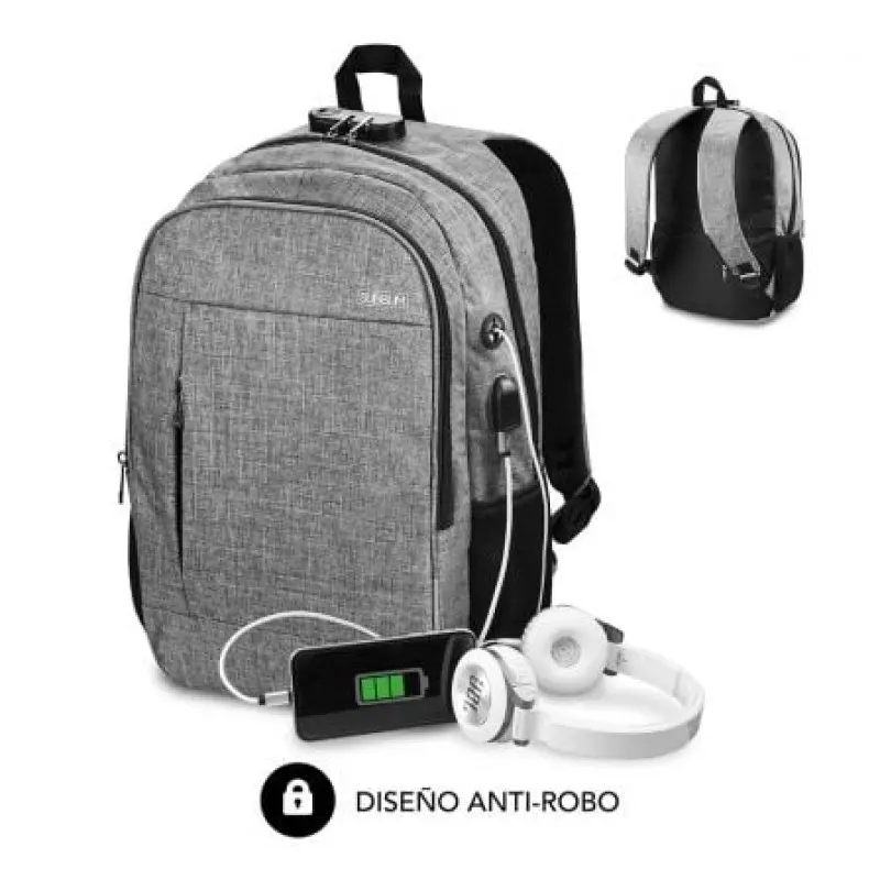 Mochila Subblim Urban Lock para Portátiles hasta 16'/ Puerto USB/ Antirrobo/ Gris Mochila Subblim Urban Lock para Portátiles hasta 16'/ Puerto USB/ Antirrobo/ Gris