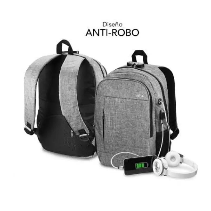 Mochila Subblim Urban Lock para Portátiles hasta 16'/ Puerto USB/ Antirrobo/ Gris Mochila Subblim Urban Lock para Portátiles hasta 16'/ Puerto USB/ Antirrobo/ Gris