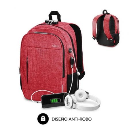 Mochila Subblim Urban Lock para Portátiles hasta 16'/ Puerto USB/ Antirrobo/ Roja Mochila Subblim Urban Lock para Portátiles hasta 16'/ Puerto USB/ Antirrobo/ Roja