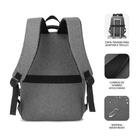 Mochila Subblim City Backpack para Portátiles hasta 15.6'/ Puerto USB/ Gris Mochila Subblim City Backpack para Portátiles hasta 15.6'/ Puerto USB/ Gris