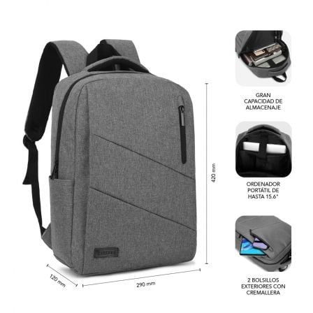 Mochila Subblim City Backpack para Portátiles hasta 15.6'/ Puerto USB/ Gris Mochila Subblim City Backpack para Portátiles hasta 15.6'/ Puerto USB/ Gris