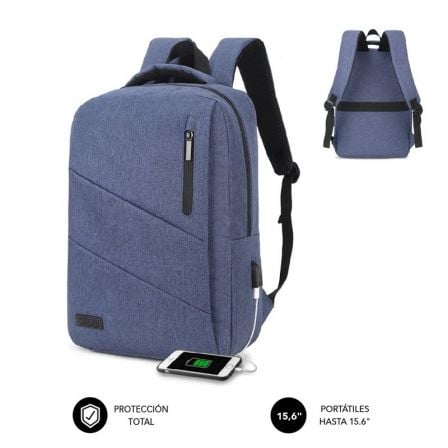 Mochila Subblim City Backpack para Portátiles hasta 15.6'/ Puerto USB/ Azul Mochila Subblim City Backpack para Portátiles hasta 15.6'/ Puerto USB/ Azul