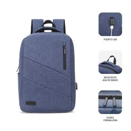 Mochila Subblim City Backpack para Portátiles hasta 15.6'/ Puerto USB/ Azul Mochila Subblim City Backpack para Portátiles hasta 15.6'/ Puerto USB/ Azul