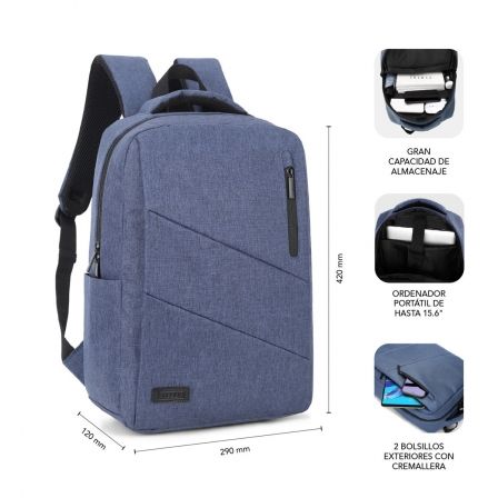 Mochila Subblim City Backpack para Portátiles hasta 15.6'/ Puerto USB/ Azul Mochila Subblim City Backpack para Portátiles hasta 15.6'/ Puerto USB/ Azul