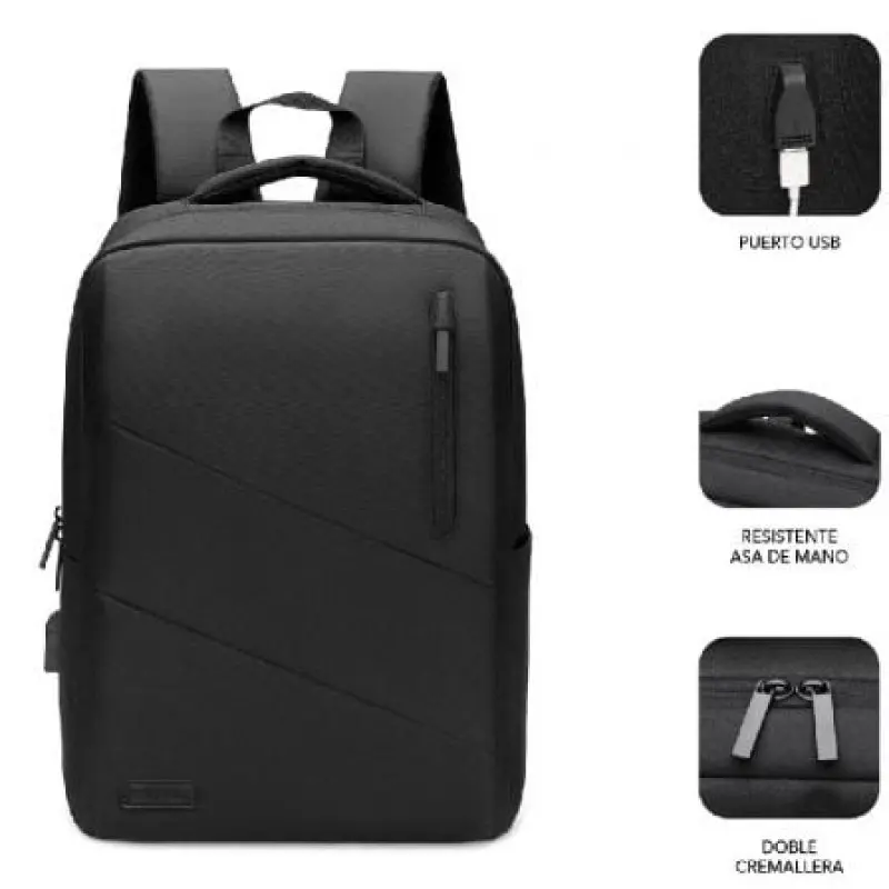 Mochila Subblim City Backpack para Portátiles hasta 15.6'/ Puerto USB/ Negra Mochila Subblim City Backpack para Portátiles hasta 15.6'/ Puerto USB/ Negra