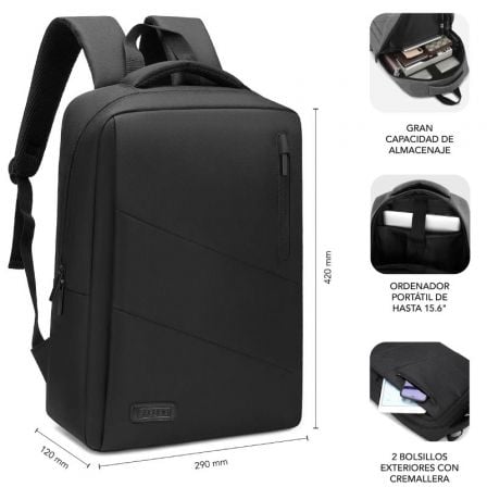 Mochila Subblim City Backpack para Portátiles hasta 15.6'/ Puerto USB/ Negra Mochila Subblim City Backpack para Portátiles hasta 15.6'/ Puerto USB/ Negra