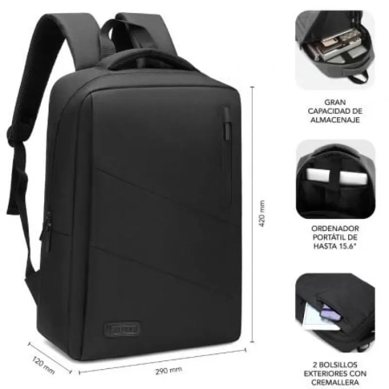 Mochila Subblim City Backpack para Portátiles hasta 15.6'/ Puerto USB/ Negra Mochila Subblim City Backpack para Portátiles hasta 15.6'/ Puerto USB/ Negra