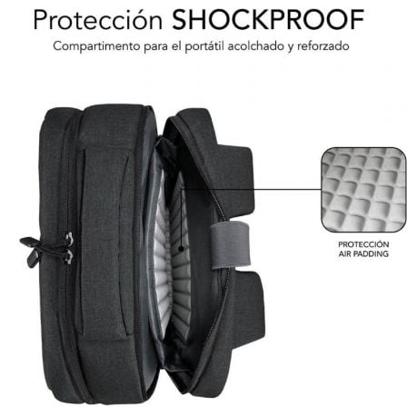 Mochila Subblim Traveller Airpadding Backpack para Portátiles hasta 15.6'/ Puerto USB/ Gris Mochila Subblim Traveller Airpadding Backpack para Portátiles hasta 15.6'/ Puerto USB/ Gris