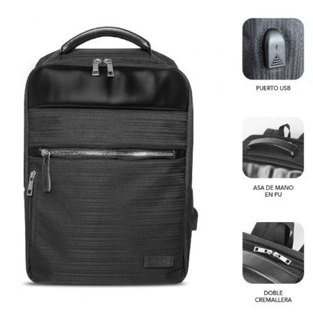 Mochila Subblim Business V2 AP Backpack para Portátiles hasta 15.6'/ Puerto USB/ Negra Mochila Subblim Business V2 AP Backpack para Portátiles hasta 15.6'/ Puerto USB/ Negra