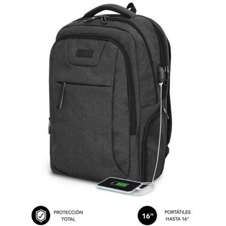 Mochila Subblim Professional Air Padding Backpack para Portátiles hasta 16'/ Puerto USB/ Negra Mochila Subblim Professional Air Padding Backpack para Portátiles hasta 16'/ Puerto USB/ Negra