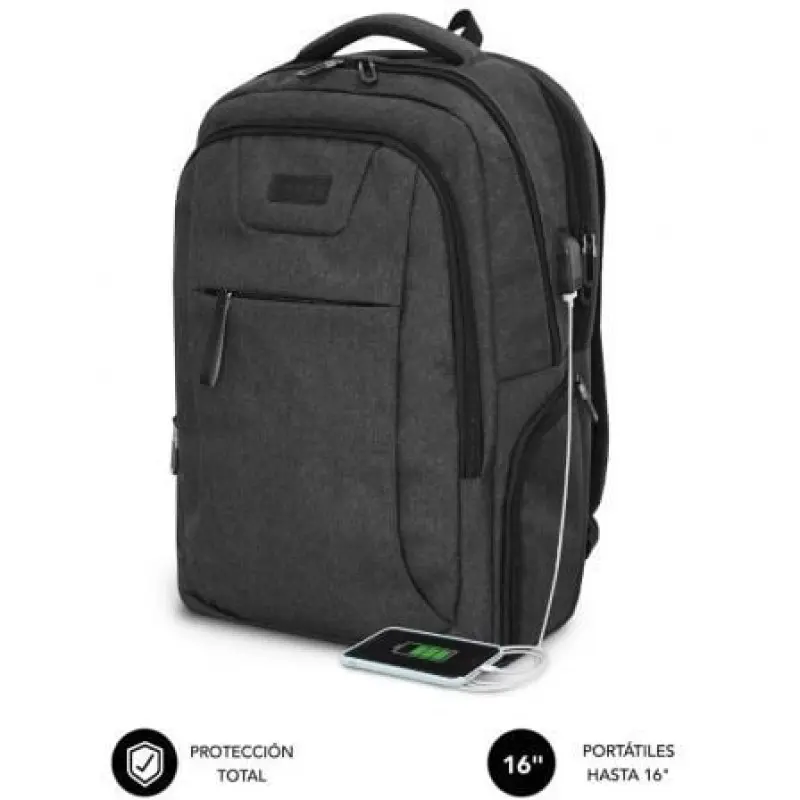 Mochila Subblim Professional Air Padding Backpack para Portátiles hasta 16'/ Puerto USB/ Negra Mochila Subblim Professional Air Padding Backpack para Portátiles hasta 16'/ Puerto USB/ Negra