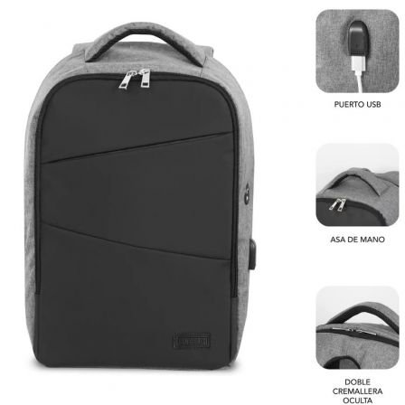 Mochila Subblim Secure V2 AP para Portátiles hasta 15.6'/ Puerto USB/ Antirrobo/ Gris Mochila Subblim Secure V2 AP para Portátiles hasta 15.6'/ Puerto USB/ Antirrobo/ Gris
