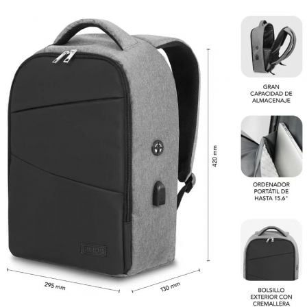 Mochila Subblim Secure V2 AP para Portátiles hasta 15.6'/ Puerto USB/ Antirrobo/ Gris Mochila Subblim Secure V2 AP para Portátiles hasta 15.6'/ Puerto USB/ Antirrobo/ Gris