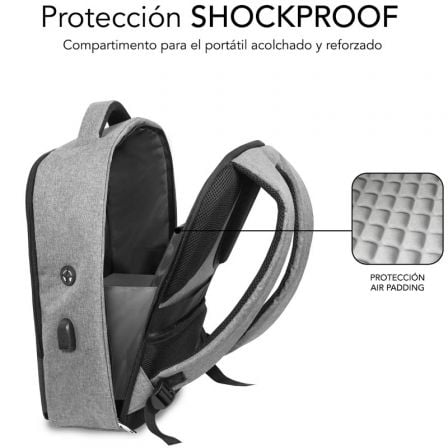 Mochila Subblim Secure V2 AP para Portátiles hasta 15.6'/ Puerto USB/ Antirrobo/ Gris Mochila Subblim Secure V2 AP para Portátiles hasta 15.6'/ Puerto USB/ Antirrobo/ Gris