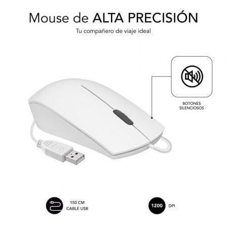 Ratón Subblim Business Silencioso/ Hasta 1200 DPI/ Blanco Ratón Subblim Business Silencioso/ Hasta 1200 DPI/ Blanco