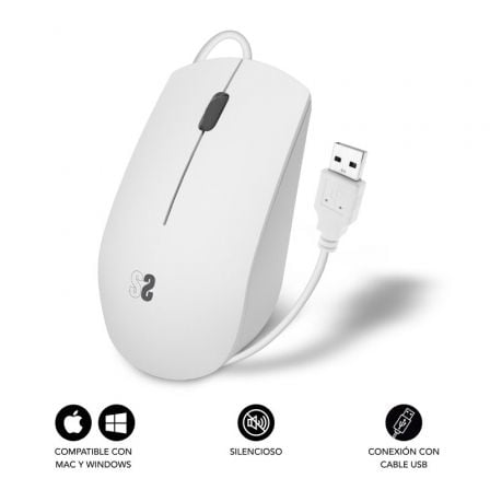 Ratón Subblim Business Silencioso/ Hasta 1200 DPI/ Blanco Ratón Subblim Business Silencioso/ Hasta 1200 DPI/ Blanco