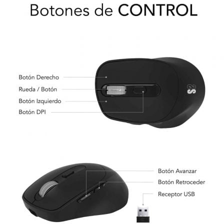Ratón Ergonómico Inalámbrico por Bluetooth/ 2.4GHz Subblim Comfort Ergo Dual Battery/ Batería recargable/ Hasta 2400 DPI/ Negro Ratón Ergonómico Inalámbrico por Bluetooth/ 2.4GHz Subblim Comfort Ergo Dual Battery/ Batería recargable/ Hasta 2400 DPI/ Negro