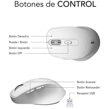 Ratón Ergonómico Inalámbrico por Bluetooth/ 2.4GHz Subblim Comfort Ergo Dual Battery/ Batería recargable/ Hasta 2400 DPI/ Blanco Ratón Ergonómico Inalámbrico por Bluetooth/ 2.4GHz Subblim Comfort Ergo Dual Battery/ Batería recargable/ Hasta 2400 DPI/ Blanco