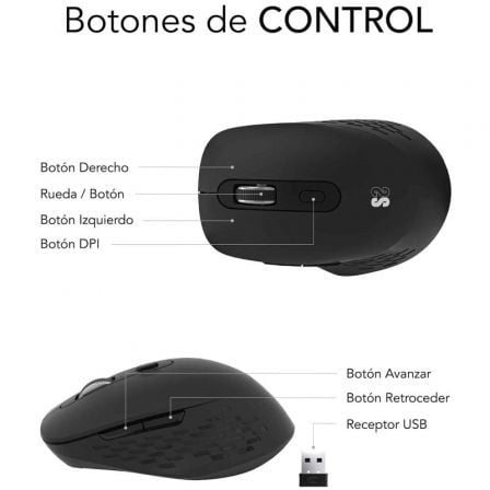 Ratón Ergonómico Inalámbrico por Bluetooth/ 2.4GHz Subblim Curve Ergo Dual Battery/ Batería recargable/ Hasta 1600 DPI/ Negro Ratón Ergonómico Inalámbrico por Bluetooth/ 2.4GHz Subblim Curve Ergo Dual Battery/ Batería recargable/ Hasta 1600 DPI/ Negro