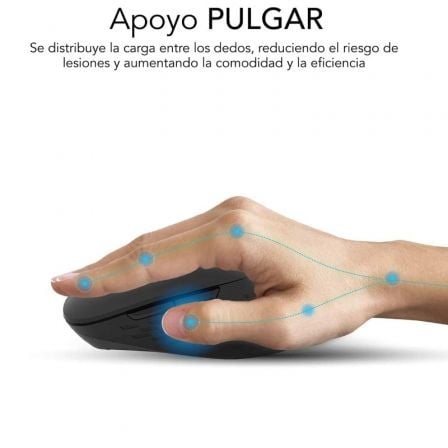 Ratón Ergonómico Inalámbrico por Bluetooth/ 2.4GHz Subblim Curve Ergo Dual Battery/ Batería recargable/ Hasta 1600 DPI/ Negro Ratón Ergonómico Inalámbrico por Bluetooth/ 2.4GHz Subblim Curve Ergo Dual Battery/ Batería recargable/ Hasta 1600 DPI/ Negro