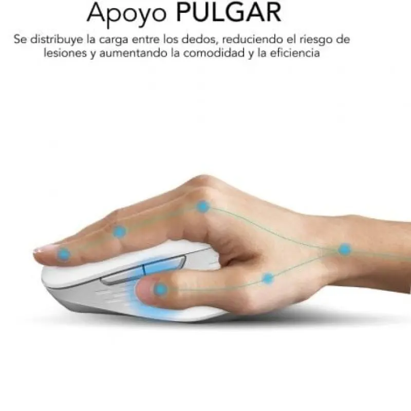 Ratón Ergonómico Inalámbrico por Bluetooth/ 2.4GHz Subblim Curve Ergo Dual Battery/ Batería recargable/ Hasta 1600 DPI/ Blanco Ratón Ergonómico Inalámbrico por Bluetooth/ 2.4GHz Subblim Curve Ergo Dual Battery/ Batería recargable/ Hasta 1600 DPI/ Blanco
