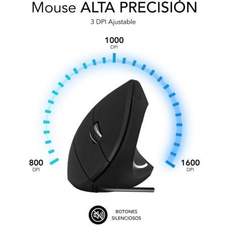 Ratón Ergonómico Subblim Glide Vertical Ergo Wired/ Hasta 1600 DPI/ Negro Ratón Ergonómico Subblim Glide Vertical Ergo Wired/ Hasta 1600 DPI/ Negro