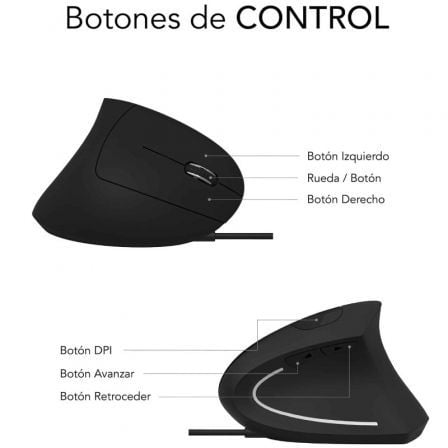 Ratón Ergonómico Subblim Glide Vertical Ergo Wired/ Hasta 1600 DPI/ Negro Ratón Ergonómico Subblim Glide Vertical Ergo Wired/ Hasta 1600 DPI/ Negro