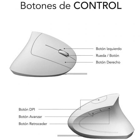 Ratón Ergonómico Subblim Glide Vertical Ergo Wired/ Hasta 1600 DPI/ Blanco Ratón Ergonómico Subblim Glide Vertical Ergo Wired/ Hasta 1600 DPI/ Blanco