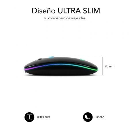 Ratón Inalámbrico por Bluetooth Subblim LED Dual Flat/ Batería recargable/ Hasta 1600 DPI Ratón Inalámbrico por Bluetooth Subblim LED Dual Flat/ Batería recargable/ Hasta 1600 DPI