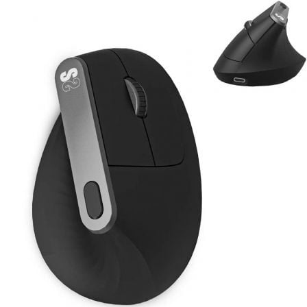 Ratón Ergonómico Inalámbrico por Bluetooth/ 2.4GHz Subblim Nature Vertical Ergo Dual Battery/ Batería Recargable/ Hasta 4000 DPI/ Negro Ratón Ergonómico Inalámbrico por Bluetooth/ 2.4GHz Subblim Nature Vertical Ergo Dual Battery/ Batería Recargable/ Hasta 4000 DPI/ Negro