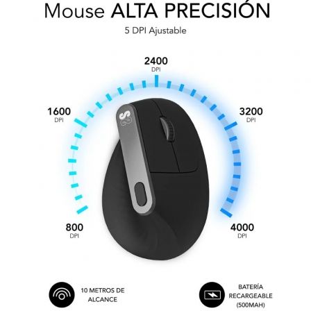 Ratón Ergonómico Inalámbrico por Bluetooth/ 2.4GHz Subblim Nature Vertical Ergo Dual Battery/ Batería Recargable/ Hasta 4000 DPI/ Negro Ratón Ergonómico Inalámbrico por Bluetooth/ 2.4GHz Subblim Nature Vertical Ergo Dual Battery/ Batería Recargable/ Hasta 4000 DPI/ Negro