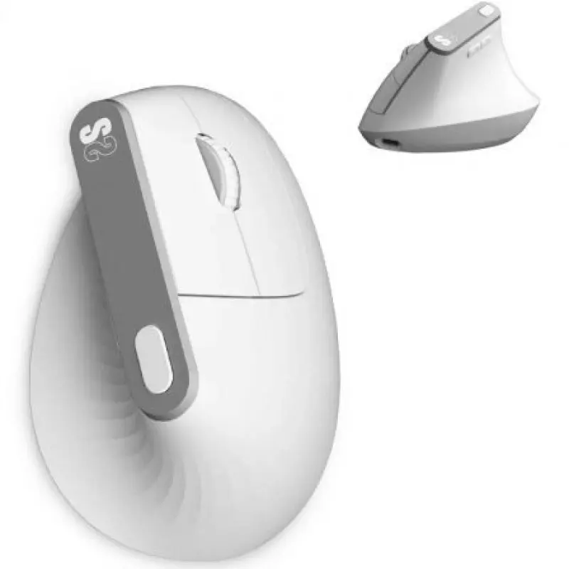 Ratón Ergonómico Inalámbrico por Bluetooth/ 2.4GHz Subblim Nature Vertical Ergo Dual Battery/ Batería Recargable/ Hasta 4000 DPI/ Blanco Ratón Ergonómico Inalámbrico por Bluetooth/ 2.4GHz Subblim Nature Vertical Ergo Dual Battery/ Batería Recargable/ Hasta 4000 DPI/ Blanco