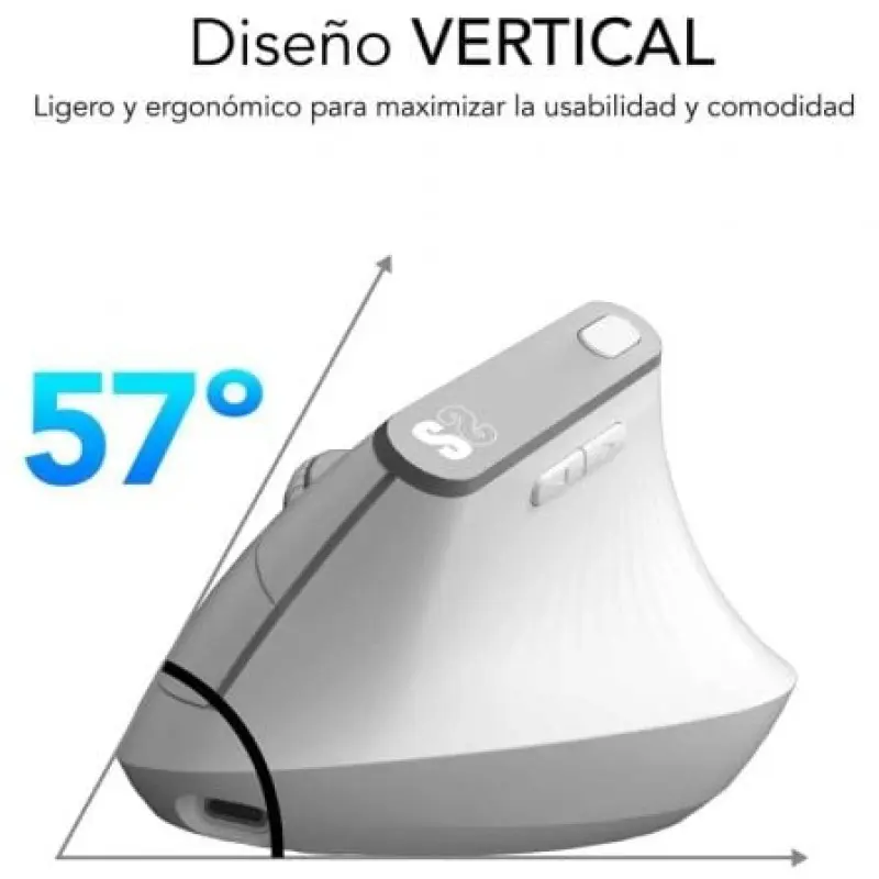 Ratón Ergonómico Inalámbrico por Bluetooth/ 2.4GHz Subblim Nature Vertical Ergo Dual Battery/ Batería Recargable/ Hasta 4000 DPI/ Blanco Ratón Ergonómico Inalámbrico por Bluetooth/ 2.4GHz Subblim Nature Vertical Ergo Dual Battery/ Batería Recargable/ Hasta 4000 DPI/ Blanco