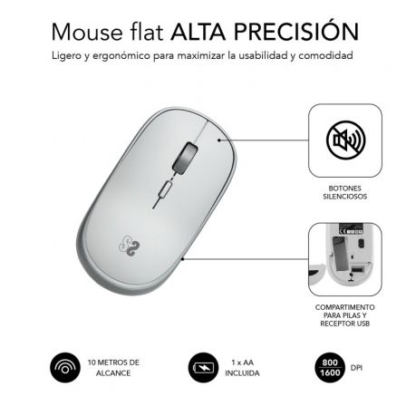 Ratón Mini Inalámbrico Subblim Wireless Mini/ Hasta 1600 DPI/ Plata Ratón Mini Inalámbrico Subblim Wireless Mini/ Hasta 1600 DPI/ Plata