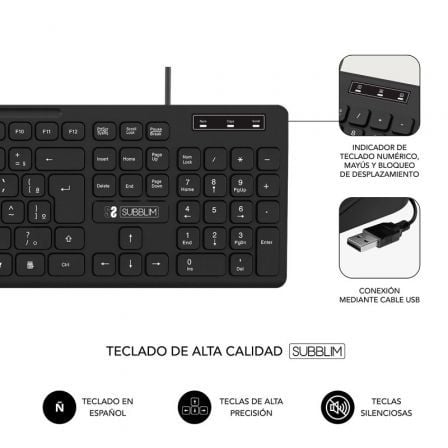 Teclado Subblim Business Slim Silencioso/ Negro Teclado Subblim Business Slim Silencioso/ Negro
