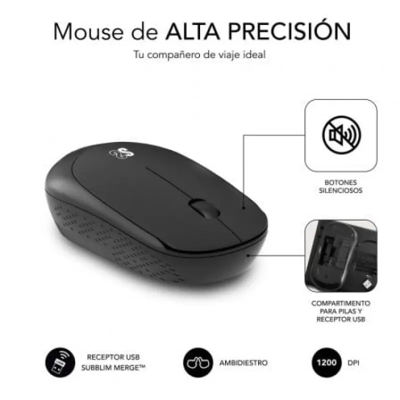 Teclado y Ratón Inalámbrico Subblim Combo Business Slim CSSW10/ Negro Teclado y Ratón Inalámbrico Subblim Combo Business Slim CSSW10/ Negro