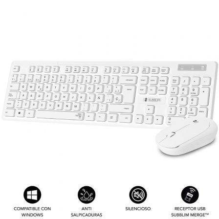Teclado y Ratón Subblim Combo Business Slim Silencioso Inalámbrico/ Blanco Teclado y Ratón Subblim Combo Business Slim Silencioso Inalámbrico/ Blanco