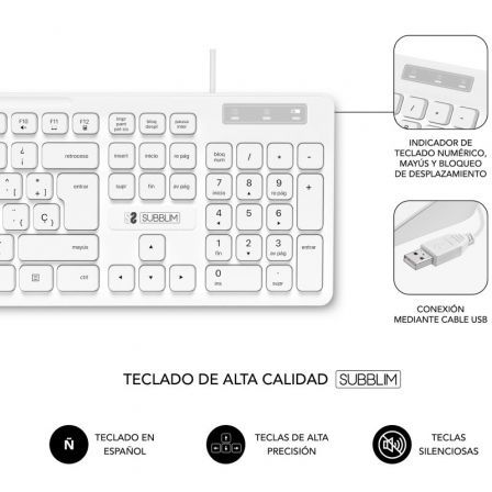 Teclado y Ratón Subblim Combo Business Slim Silencioso/ Blanco Teclado y Ratón Subblim Combo Business Slim Silencioso/ Blanco